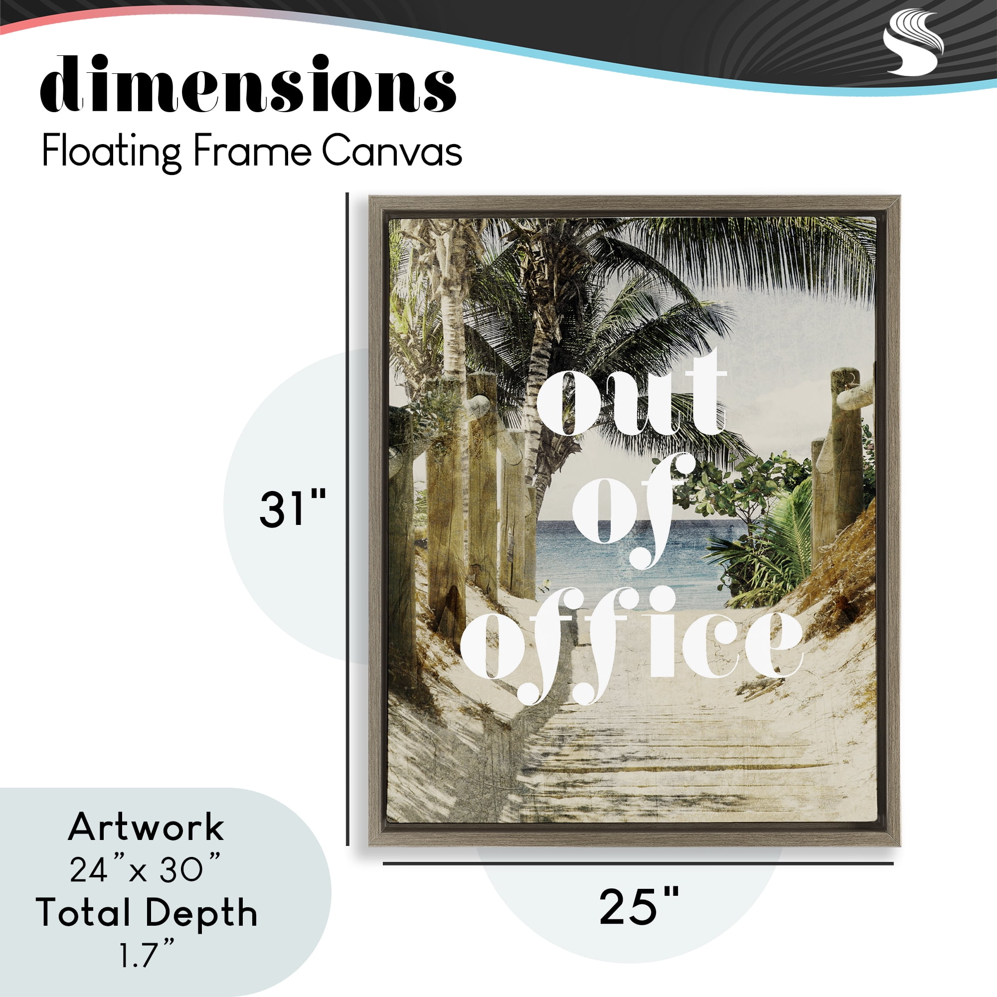 Out of Office Beach Path Brown Framed Floater Canvas Wall Art, design by Lil' Rue