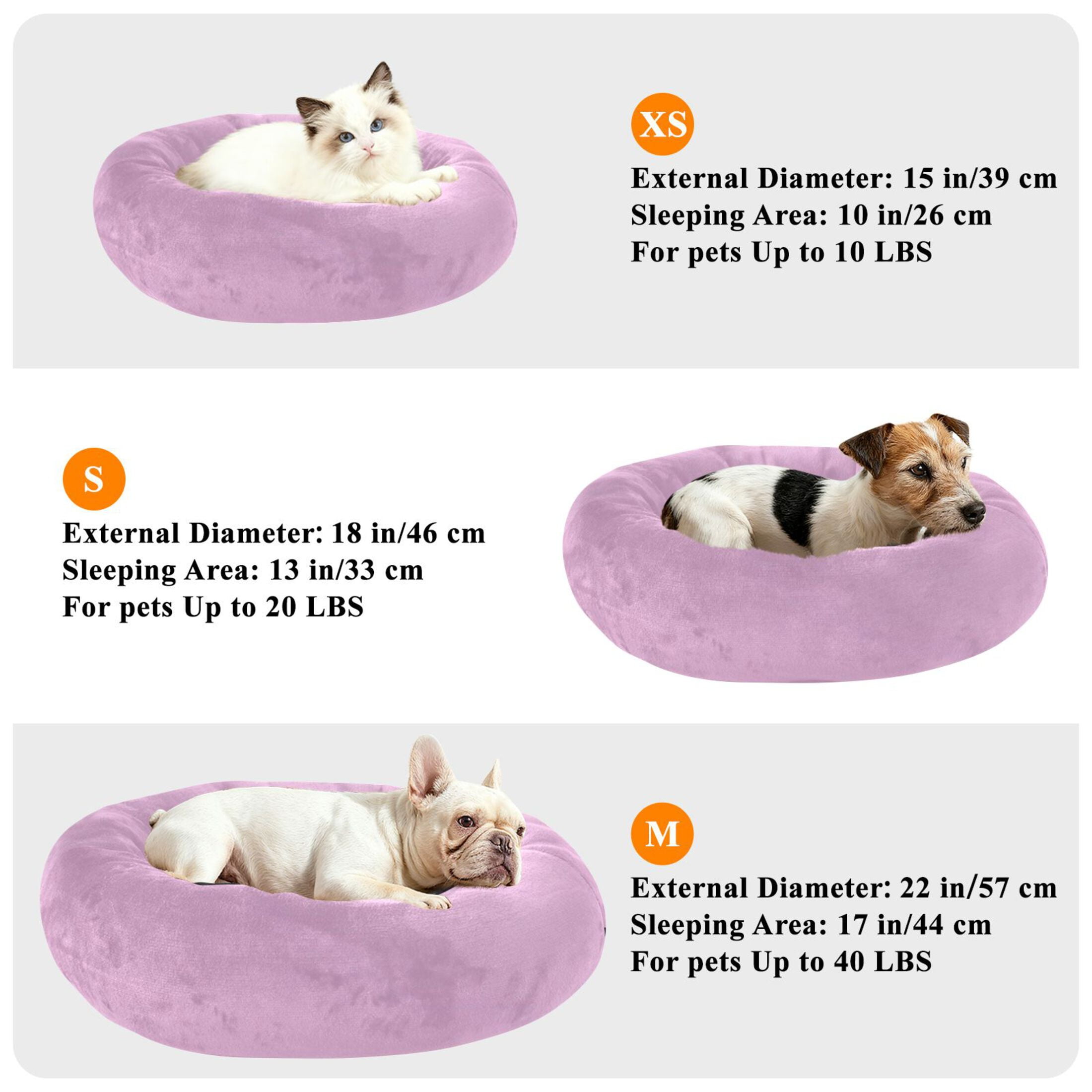 Iauyy Pet Couch Donut Cat Bed for Indoor Cats/Small Dogs Washable & Machine with Non-slip Bottom Calming Cat Furniture, Clean and Minimalist Colors (M)