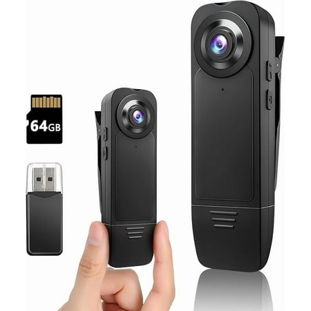 Mini Body Camera 1080P Police Body Camera With Memory Card Body Worn Cam Premium Portable Wearable Patrol Video Recording Camcorder For Work Records Guard (64GB)