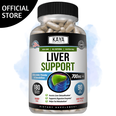 Kaya Naturals Liver Support | Gut Health Supplements for Women and Men | Milk Thistle and Dandelion Root Capsules | Detox Cleanse Liver Supplements with Artichoke Extract and Chicory Root 180 Count