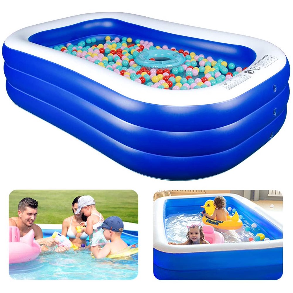 Inflatable Pool Kiddie Pool, 94" x 57" x 22" Family Swim Center
