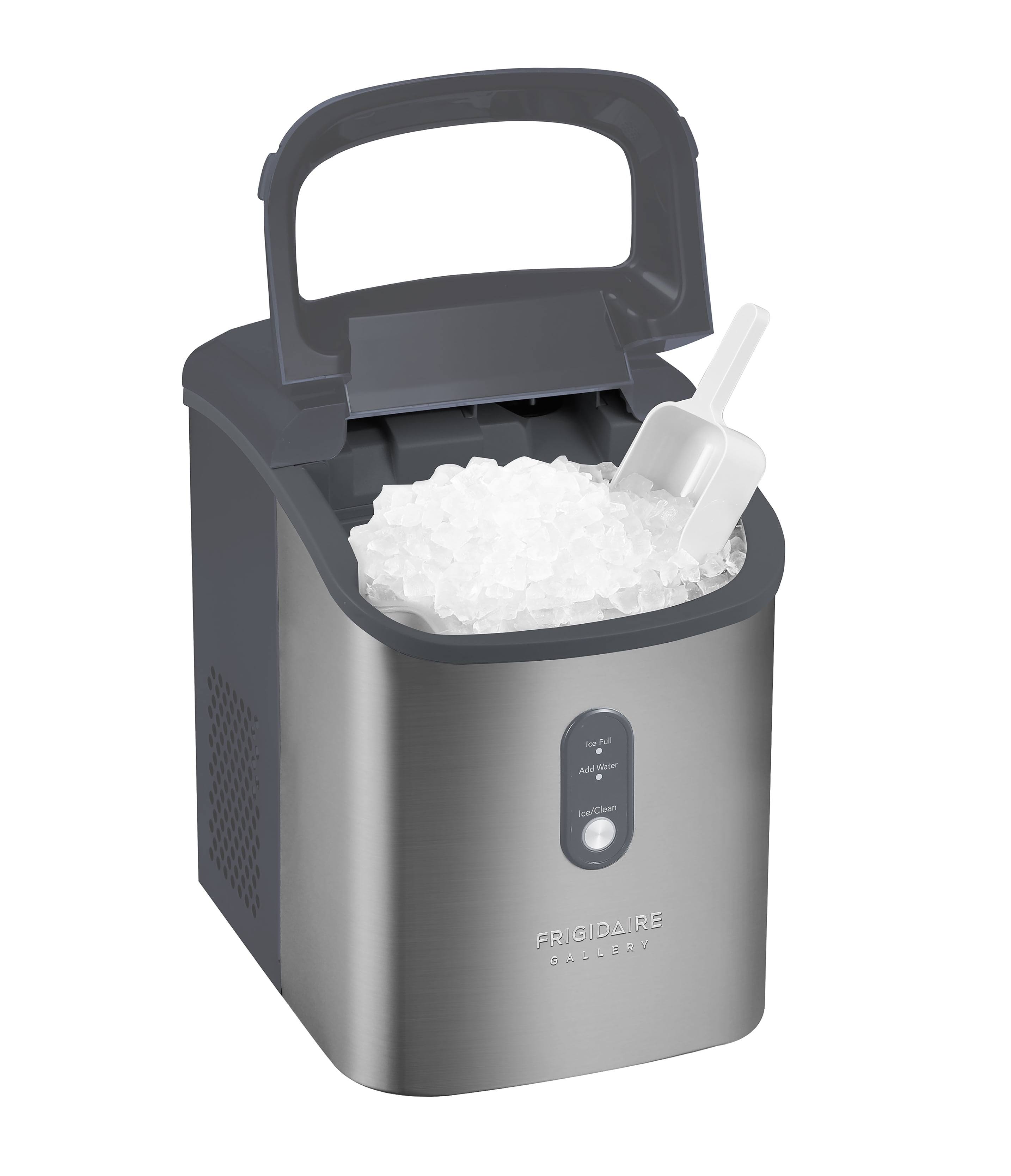 Frigidaire Gallery 33 lbs. Nugget Ice Maker, Self-Cleaning Countertop Ice Machine, Grey Stainless Steel