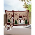 thumbnail image 6 of Pack of 2 Outdoor Pillow Covers, Christmas Sowman Vintage Wood Grain Waterproof Square Throw Pillowcase Cushion Decorative Pillow Covers for Couch Patio Tent, 20x20 in, 6 of 6