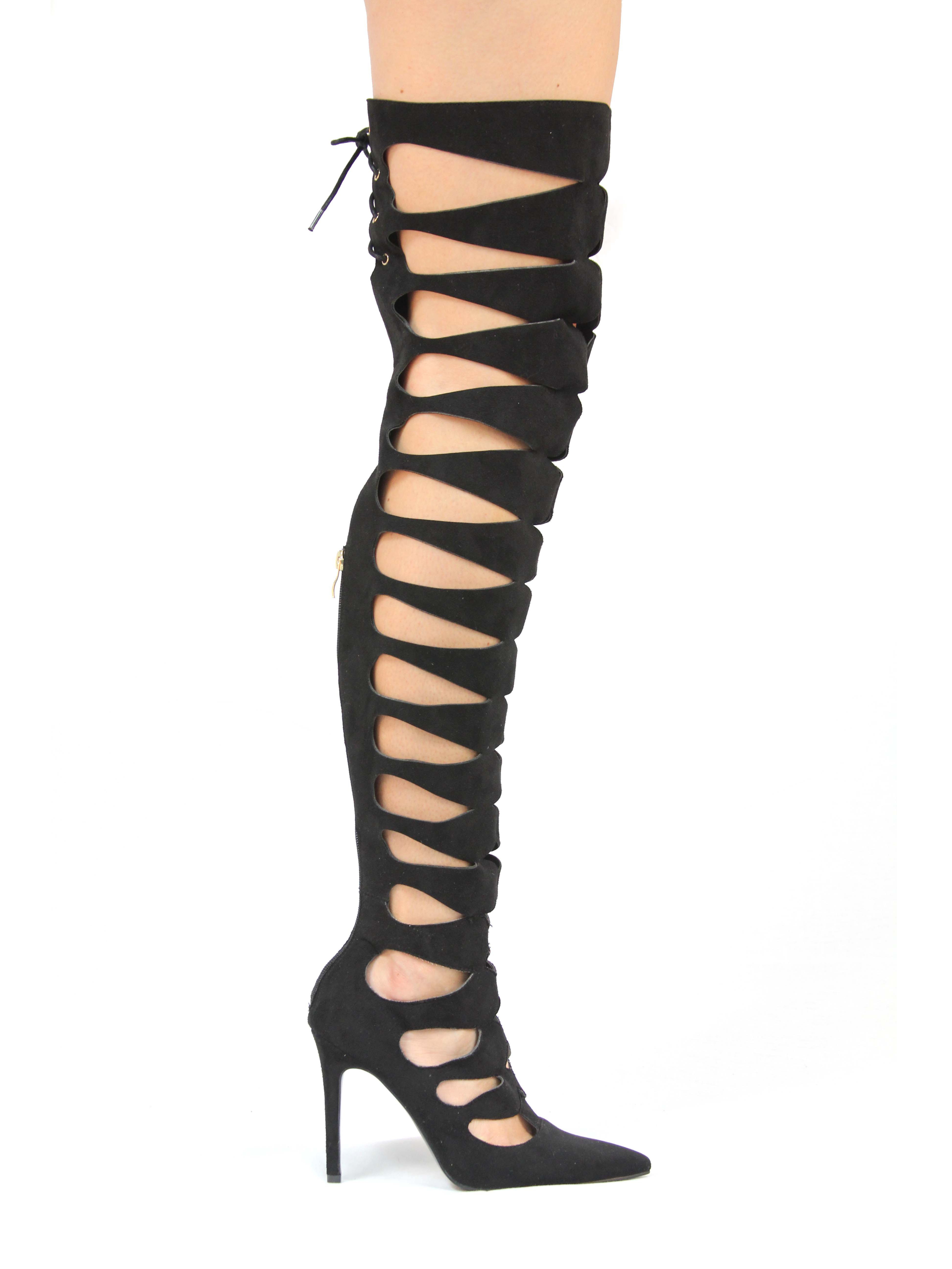 over the knee strappy sandals