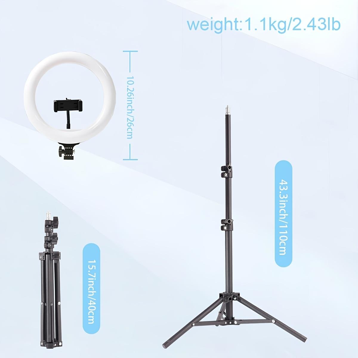 UEGOGO 10" Ring Light w/43" Tripod & Phone Holder - Adjustable LED for Live Stream/Makeup/YouTube/TikTok