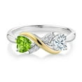 thumbnail image 2 of Gem Stone King 925 Silver and 10K Yellow Gold Ring Peridot Moissanite (0.96 Cttw), 2 of 5