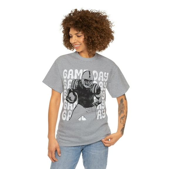 Vintage Football Player Game Day Unisex Retro Graphic Tee Sport Grey Large
