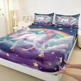 thumbnail image 3 of Manfei Kawaii Unicorn Queen Sheet Sets,Magic Cartoon Animal Flat Sheet,Purple Pink White Queen Fitted Sheet For Girl,Super Cozy Room Decor,4-Piece, 3 of 7
