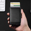 thumbnail image 3 of Ultra-Thin Carbon Fiber Wallet RFID Blocking Auto-Pop Card Holder Slim Aluminum Money Clip for Men, 3 of 5