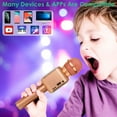 thumbnail image 5 of MINKUROW Wireless Bluetooth Karaoke Microphone for Kids,5-in-1 Portable Handheld Karaoke Mic Speaker Player Recorder with LED Lights for Kids Girls Boys Teens Birthday (1818-Rose Gold), 5 of 7