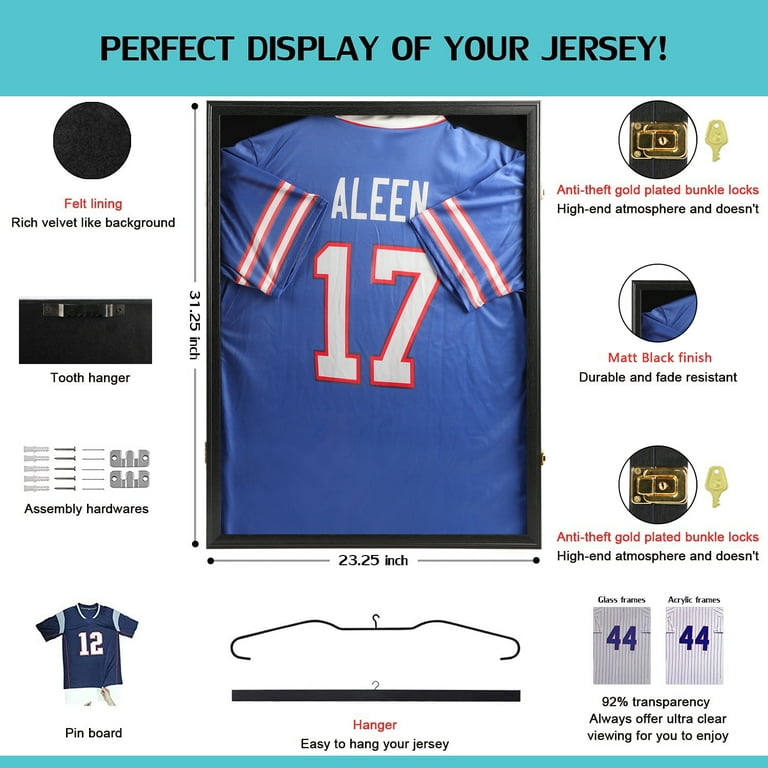 Free Shipping Jersey Frame Display Case Jersey Display Case Large Shadow Box with UV Protection Acrylic for Baseball Basketball Football Soccer Hockey Sport Shirt Walmart
