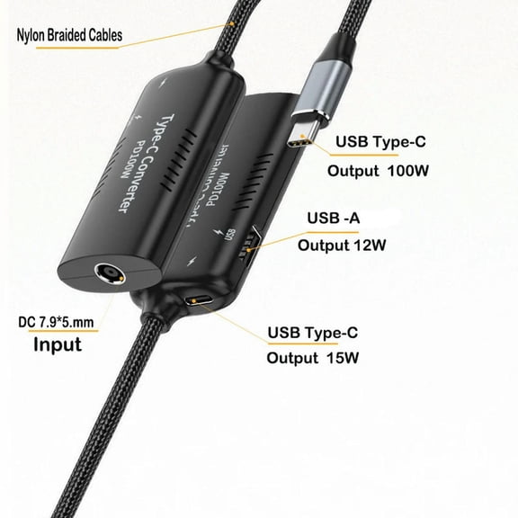 FOR 100W DC 19V 20V to USB C PD Power for Laptop Phone Type C Cable Connector