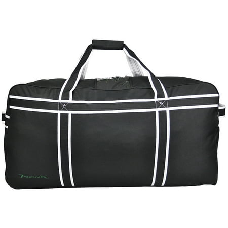 Pro Hockey Bag. Standard; Junior; Goalie; Coach; Heavy-duty zippers; Reinforced shoulder straps; Inside skate pockets; ID window on top; 16 color options available for Standard, Junior, and Goalie bags. Coach bags available in Black/White/Black, Navy/White/Navy, Red/White/Red. Custom options are .