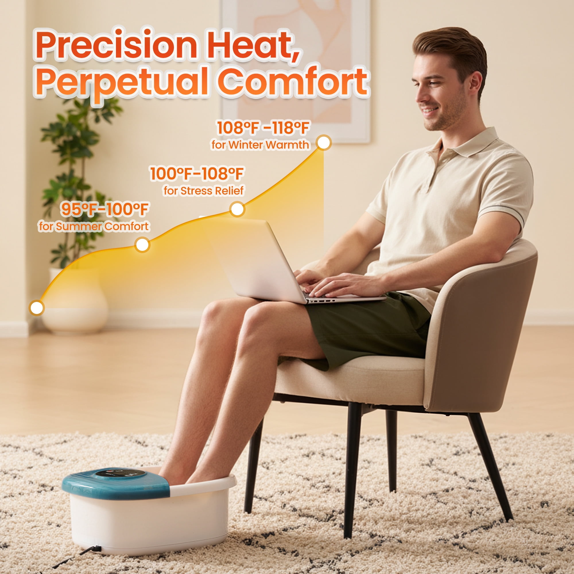 MaxKare Foot Soak Spa Bath Massager with Heat, Bubbles, and Vibration, Digital Temperature Control, 16 Detachable Massage Rollers, Soothe and Comfort Feet - Green