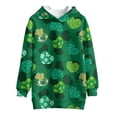 thumbnail image 4 of Xoenoiee Green Heart Shamrock Print Long Hoodies with Pocket for Girls St. Patrick's Day Sweatshirt Clothes Graphic Pullover Hoodie Dress Long Sleeve Hooded Sweatshirt, Size 5-6 Years, 4 of 7