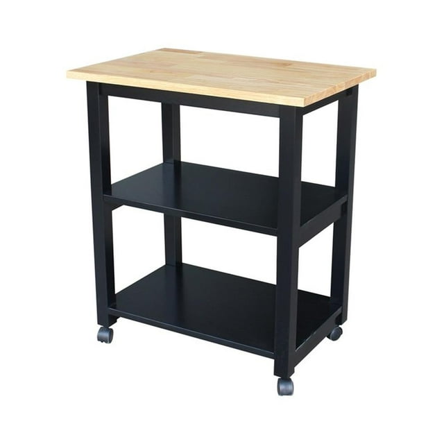 Pemberly Row Chariot Micro-Ondes Contemporain Noir / Fini Naturel