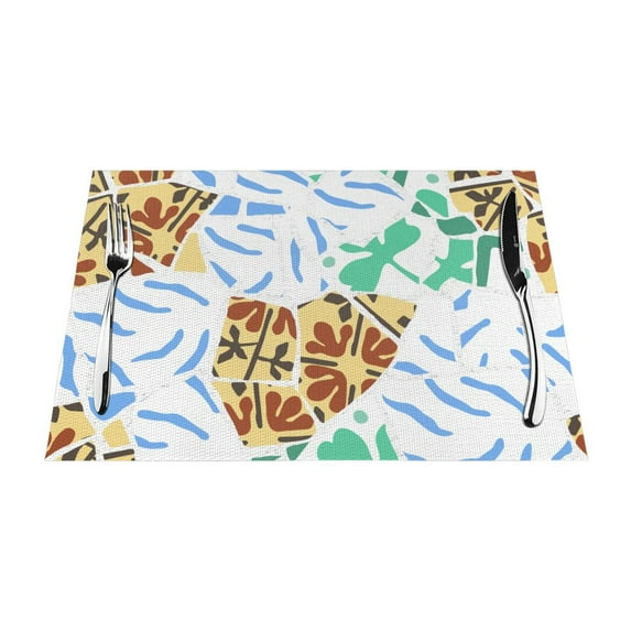 YFYANG Washable Heat-Resistant Placemats, 70% PVC/30% Polyester, Geometric Fragmentation Texture Kitchen Table Mat, 12" x 18" 1 Piece