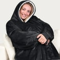 thumbnail image 6 of Bare Homey Plush Sherpa Wearable Blanket - Fluffy & Soft - Lightweight - Adult, Black, 6 of 9