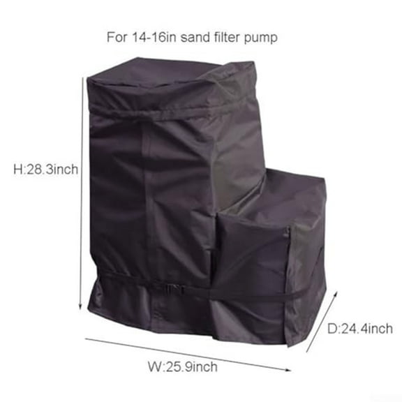 CHENGSI Waterproof 420D Oxford Fabric Pool Pump Cover for 14-16 Inch Sand Filter, Outdoor Garden Spa & Hot Tub Accessories, Black, 25.9 x 24.4 x 28.3 Inches