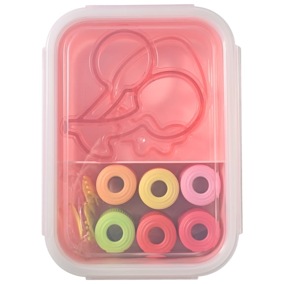 Cook with Color 20-Piece Kids Plastic Bento Box Lunch Container Set with Sandwich Cutters, Strawberry