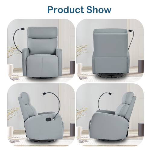 MOONMISS Swivel Rocker Recliner Chair,360 Degree Nursery Rocking Chair for Bedroom,Living Room Chair Home Theater Seat,Phone Holder(Blue)