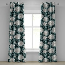 Ambesonne Chrysanthemum Grommet Curtain, Delicate Floral Print, 50"x120", Cadet Blue Ivory