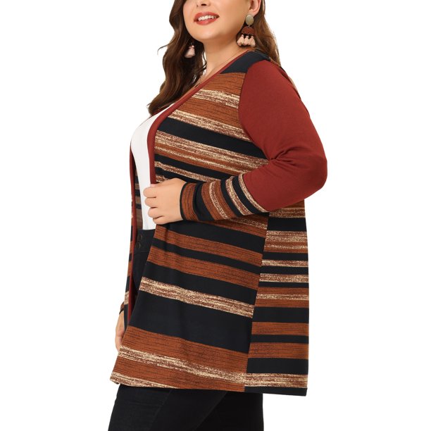 MODA NOVA Juniors Plus Size Long Sleeves Open Front Striped Long Cardigan Red 3X - Walmart Business Supplies MODA NOVA Juniors Plus Size Long Sleeves Open Front Striped Long Cardigan Red 3X - Walmart Business Supplies