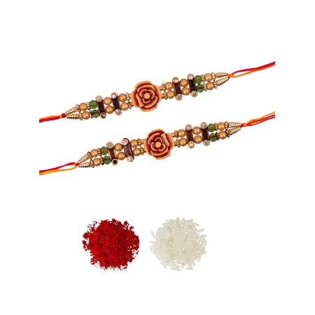 Crunchy Fashion PACK Of two Rakhi Set Raksha Bandhan Handmade Bracelet for Bhaiya Rakhi Bracelet Combo Set