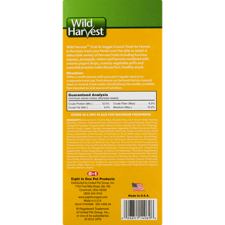 Wild Harvest Fruit and Veggie Crunch Treats for Ferrets, 7.0 oz