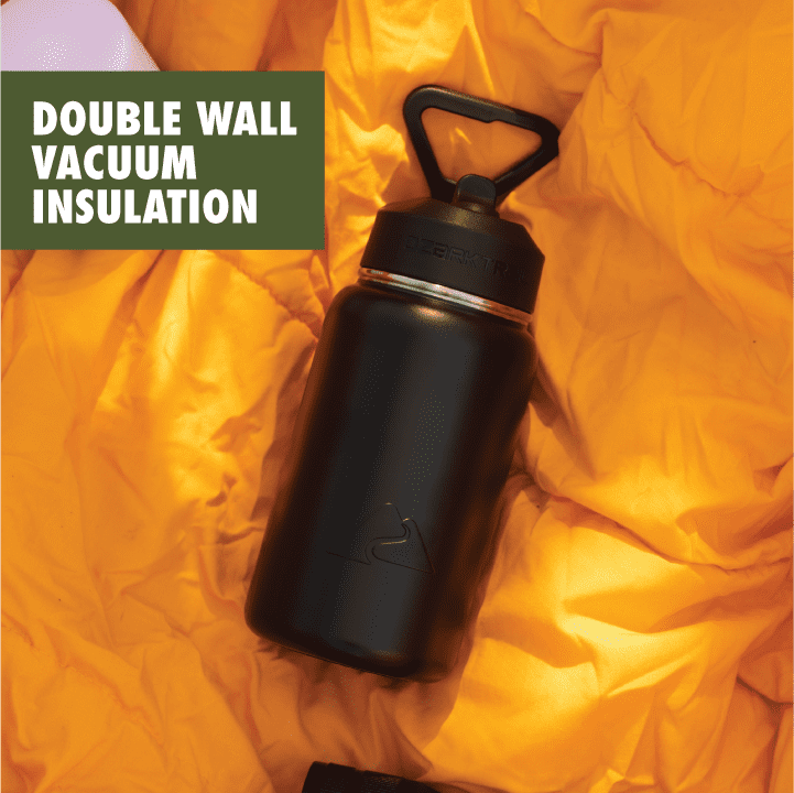 Ozark Trail Stainless Steel Insulated Flip-Straw Water Bottle, 18 oz, Black