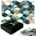 thumbnail image 2 of Ambesonne Blue Jigsaw Puzzle, Watercolor Honeycomb Mesh Art, Heirloom-Quality Fun Activity for Family Durable Cardboard, 1000 pcs, Dark Turquoise and Ivory, 2 of 5