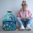 thumbnail image 3 of POLERO Peacock Pattern Large Capacity Backpack for Daily Use Outdoor, Waterproof Lightweight Polyester Bookbag, 3 of 10