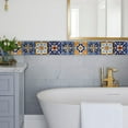 thumbnail image 6 of Mandala Style 24 Pcs (6x6 in) Decorative Tile Stickers, Peel and Stick Self Adhesive Removable Moroccan Talavera Tiles Backsplash Waterproof Kitchen Bathroom Furniture Staircase Home Decor, 6 of 8