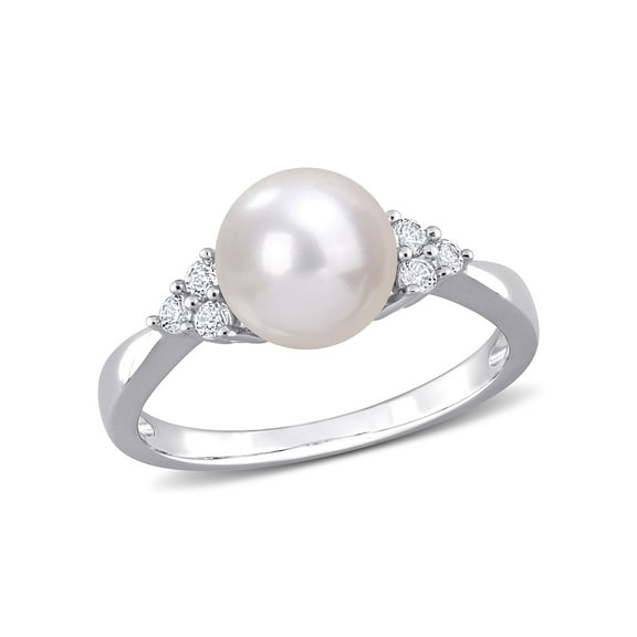 Everly Women's Cultured Pearl and Topaz Sterling Silver Ring