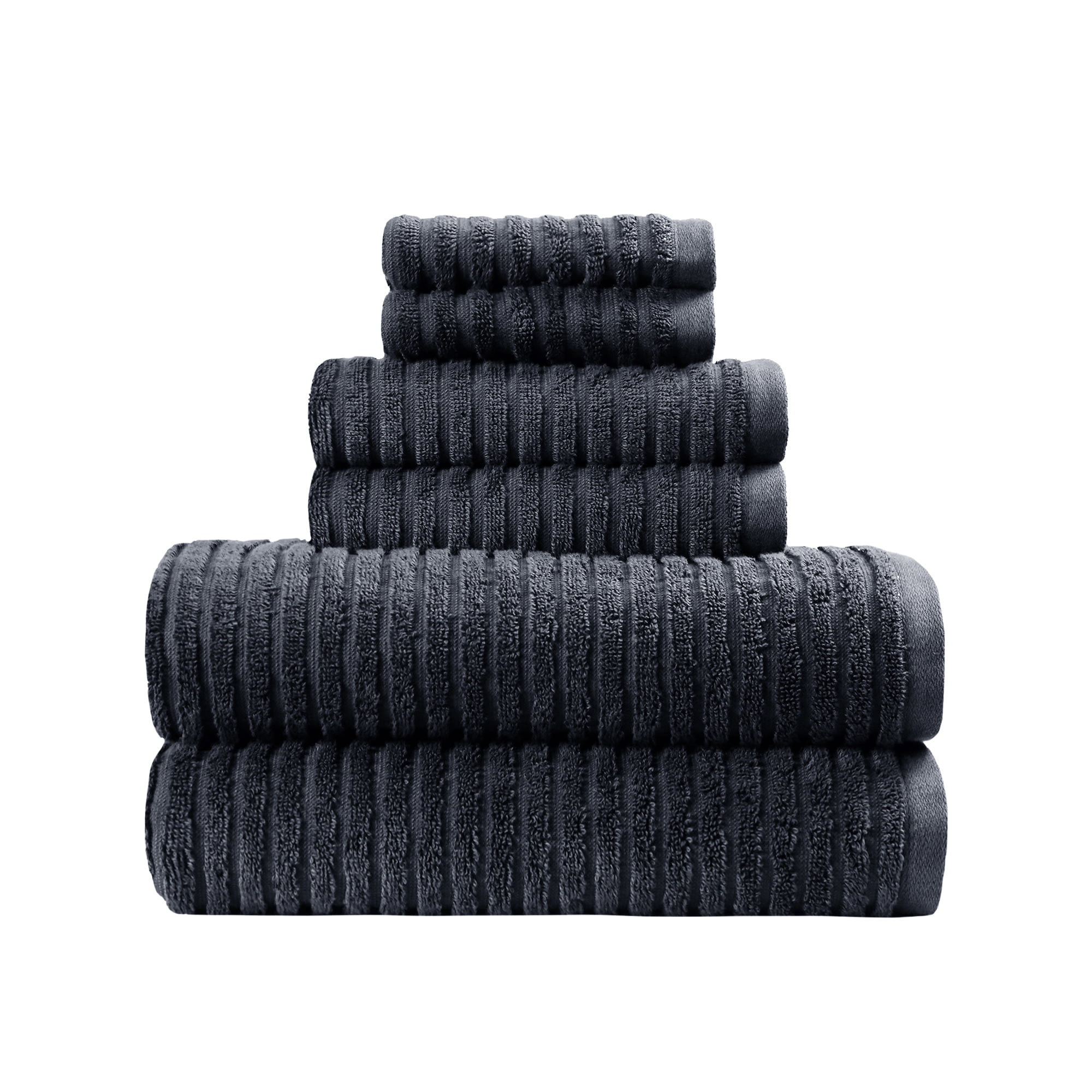 Better Homes & Gardens Complete Bathroom Set – Cotton Towels, Memory Foam Rug & Acacia Wood Glass Accessories, Grey