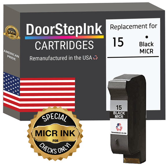 Remanufactured DoorStepInk High Yield Ink Cartridge for HP 15 C6615DN Black MICR