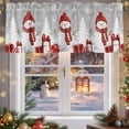 thumbnail image 5 of Red Christmas Snowman Valances for Windows, 42 x 18in, Xmas Balls Box Pine Trees Snowing Grey Rod Pocket Kitchen Valance Curtain Light Filtering Window Treatments for Living Room Bedroom, 1 Panel, 5 of 7