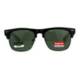 thumbnail image 2 of Mens Bamboo Wood Arm Half Rim Hipster Sunglasses Black Green, 2 of 4