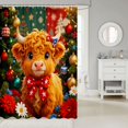 thumbnail image 2 of Manfei Kawaii Highland Cattle Shower Curtain 72Wx78L,Merry Christmas Bath Curtain,Orange Red, 2 of 6