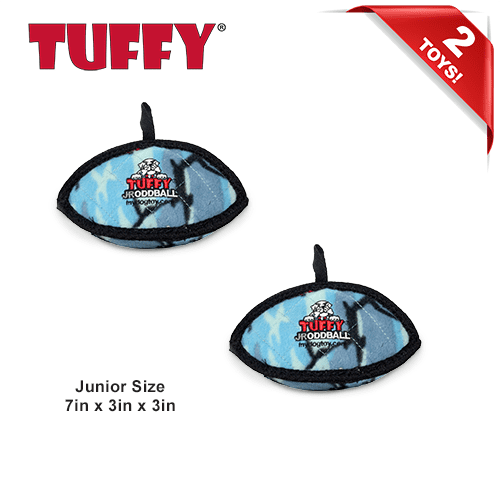 Tuffy Jr Odd Ball Camo Blue, 2-Pack, Durable Plush Dog Toys