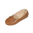 thumbnail image 2 of Miluxas Leather Flat Shoes, Lightweight Anti-Slip Breathable for Women Dressy Slip-On Bow-Knot Flats Loafers Brown 9.5(43), 2 of 9