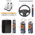 thumbnail image 5 of Yuyamidu Boho Flowers Car Seat Covers Full Set with Steering Wheel Accessories Car Seat Belt Cover Auto Rear View Mirror Cover Trash Bin Car Coasters Keychain Chapstick Holder, 5 of 7