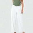 thumbnail image 6 of ClodeEU Women's Drawstring Elastic Waist Pants with Pockets,Casual Long Trousers with Pockets White,Womens Plus L, 6 of 7
