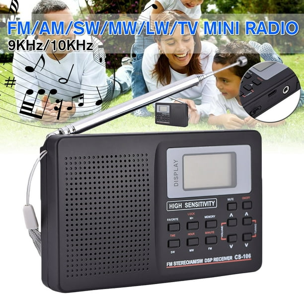 FM AM SW LW TV Full Band Radio Receiver Portable Alarm Clock Digital Memory  Function Radio 9 KHz