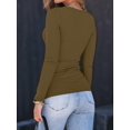 thumbnail image 5 of Womens Long Sleeve Shirts Square Neck Tops Ribbed Knit Basic Crop Tops Fall Outfits Fashion Clothes Matcha Color XXXL, 5 of 8