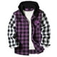 thumbnail image 1 of Ceisia Men's Patchwork Plaid Hooded Button-Up Shirt with Single Chest Pocket for Casual & Outdoor Wear Purple S Gifts, 1 of 3