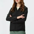 thumbnail image 5 of Chemises pour Hommes Unisexes Homme Femme Couleur Unie Extérieur Coupe-Vent Légères Randonnée Imperméable Protection Solaire Veste à Capuche Manches Longues Noir B TG, 5 of 5
