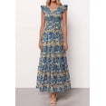 thumbnail image 6 of PRETTYGARDEN Women's Boho Floral Maxi Dress Summer Smocked V Neck Ruffle Sleeve Spring Flowy Beach Vacation Sundresses, 6 of 6