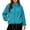 (New2)Blue, variant on Women Zip Up Wind Resistant Jacket Trendy Elastic Long Sleeve Cropped Coat Casual Windbreaker Travel Loose Fit Outerwear
