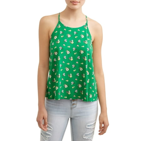 No Boundaries Juniors' Floral Printed High Neck Tank